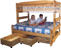 Twin Over Full Stackable Bunk with Three Drawers